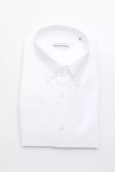 Elegant White Cotton Button-Down Shirt